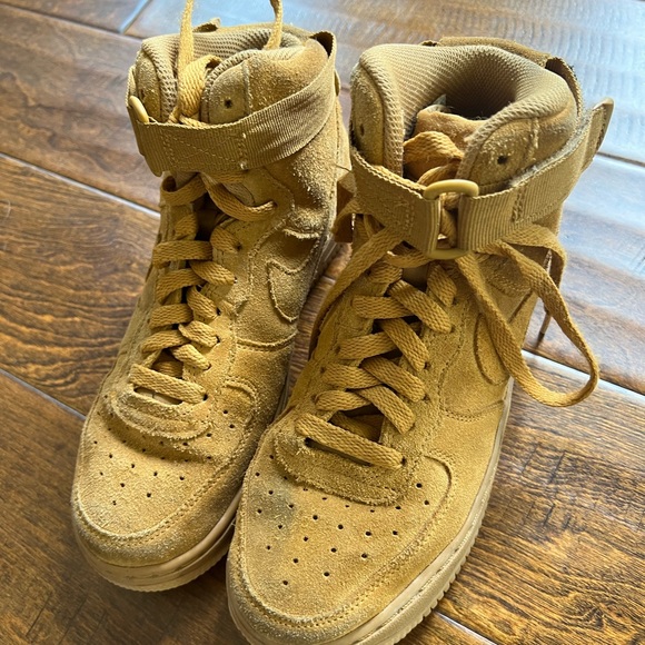 Nike Air Force 1 One High GS Wheat Flax Brown Suede 5Y = 6.5 Women's - Picture 14 of 14